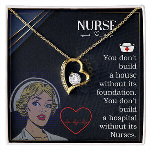 Nurse Nurse Necklace W Forever Love CZ Heart Necklace White Gold Luxury Box